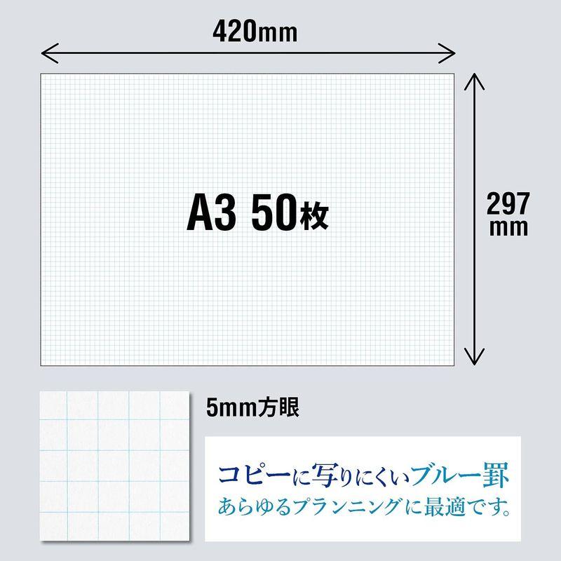 オキナ 方眼紙 プロジェクトペーパー A3 5mm方眼罫 50枚 PPA35S