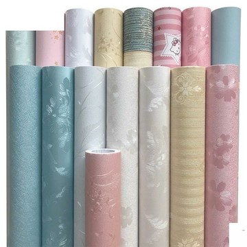 白色可貼自黏式壁紙 田園加厚帶膠防水臥室自貼自粘墻紙墻布房。