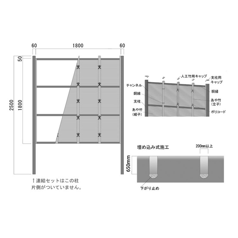 竹垣フェンス 目隠し 竹フェンス 後付け diy 樹脂 垣根 人工竹 和風 仕切り みす垣 御簾垣 E型 高さ 180cm 連結セット H1800 |  LINEブランドカタログ