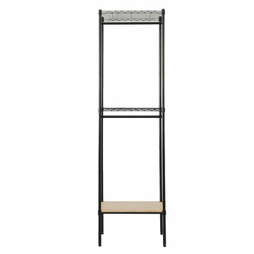 【dayneeds】松木60x30x210公分三層烤黑雙桿衣櫥含輪原木