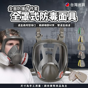 【TW現貨🔥七件組】全罩式防毒面具 防毒面罩 防毒口罩 噴漆口罩 雙口型防毒面具 噴漆 打磨 拋光 防塵 防灰 非3M