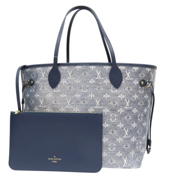 【二手名牌BRAND OFF】LOUIS VUITTON LV 路易威登 藍銀色 原花 PVC帆布 Neverfull MM 托特包 M22921