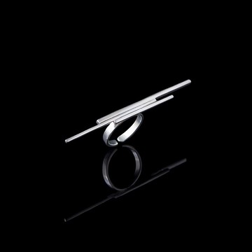 純銀不規則細柱戒指