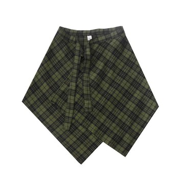 🔥可開發票#美式複古氣質時髦感流行格子下擺遮肉神器綠色格子係帶屁簾裙簾女#免運