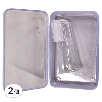 genki bebi 元氣寶寶 盒裝指套牙刷 附清潔收納盒 可高溫消毒 矽膠成形顆粒 清潔舌苔乳牙垢 按摩牙齦刺激乳牙生長  LB-80100  1入  2個