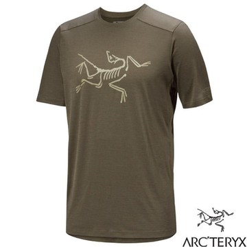【ARCTERYX 始祖鳥】男 Ionia LOGO 頂級美麗諾羊毛短袖圓領排汗衣.T恤.上衣_X000006796-30571 龍紋綠/帆布棕