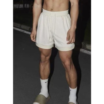 美式高街刺繡網眼短褲男夏季重磅寬松休閑情侶運動健身五分褲潮牌