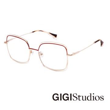 【GIGI Studios】方形手繪雙鏡框平光眼鏡(金-CURTIS-6598/9)