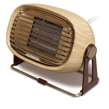 wonder 旺德電通 復古陶瓷電暖器 WH-W26F，PTC發熱體，雙重安全保護裝置，可調整旋轉100度，主體採用防火阻燃材質  WH-W25F  木紋色