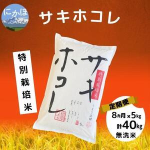 ふるさと納税 特別栽培米サキホコレ5kg×8回 秋田県にかほ市