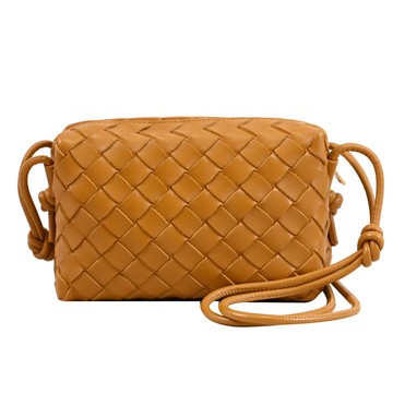 BOTTEGA VENETA 680254 Mini Loop編織斜背相機包.駝棕