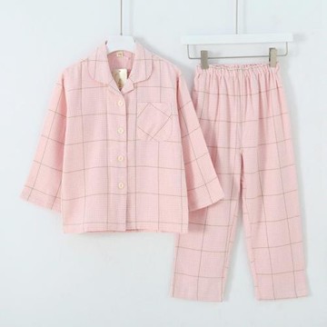 秋純棉中大童女磨毛絨布長袖開衫家居服套裝兒童睡衣秋冬女童