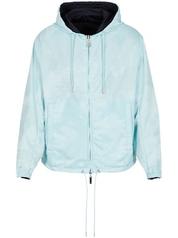 Armani Exchange - logo-print hooded jacket - men - Polyester - XL - Blue
