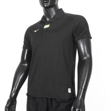 Mizuno 男 短袖 POLO衫 運動 休閒 抗紫外線 抗菌 抑臭 彈性 舒適 美津濃 黑 [32TAB01609]