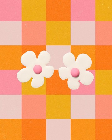 Barbie系列 粉紅花朵(兩色) 耳環/耳夾 / 軟陶/ 夏日/ 限量