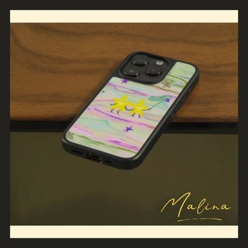 少女夢幻星星原創亞克力黑邊 適用蘋果iPhone16promax手機殼1312p