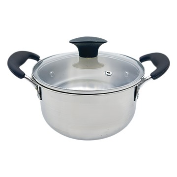 EDISH 雙耳湯鍋 附蓋 20cm 安全耐用 隔熱手柄  不銹鋼  1個