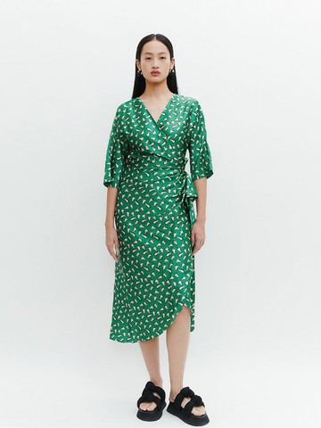 【印花】新中式復古中國風 裹身連衣裙