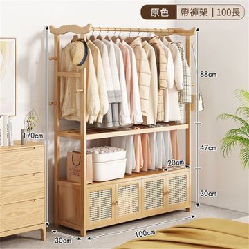 衣帽架褲架一體櫃 多功能落地衣帽架 大容量挂衣架 臥室晾衣架 立式衣服收納架 掛褲架 防塵收納櫃