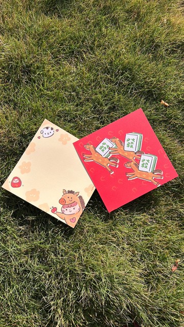 2025 馬年 馬上可愛好運加碼賀卡斗方 明信片 春聯卡片 麻將 發財