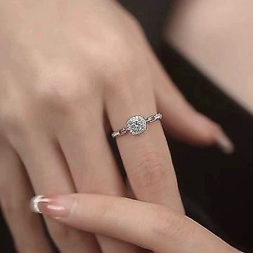 唯美方鑽鏈條戒指 可調式戒指 可調戒指 5A超閃滿鑽戒指 M49 柔美耀眼方鑽戒指