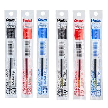 飛龍Pentel FLOATUNE 按壓式輕滑鋼珠筆替芯 YR-AX(0.8/1.0)-黑/藍/紅