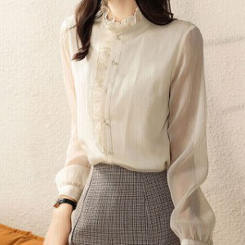 エレガントトップス ブラウス 立ち襟ブラウス スタンドカラー ブラウス 大人可愛い 春 秋 上品 きれいめ ゆったり 無地 フォーマル 透け 通販 Lineポイント最大6 0 Get Lineショッピング
