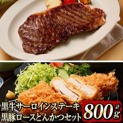 ふるさと納税 志布志市 鹿児島黒牛サーロインステーキ・黒豚とんかつセット(800g)