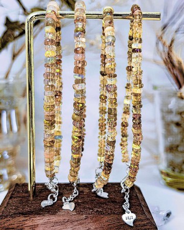 【高品火彩歐珀】天然高游彩 透體蛋白石 水晶手鍊