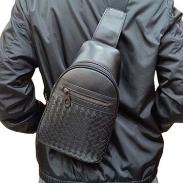 [巴黎精品] 現貨+預購 真皮編織胸包真皮胸背包真皮革側背包腰包隨身包-休閒豎款男女包包1色a1ke50