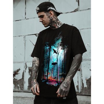 原創設計藝術家聯名插畫印花T恤短袖潮流圓領寬松嘻哈潮牌ins街頭