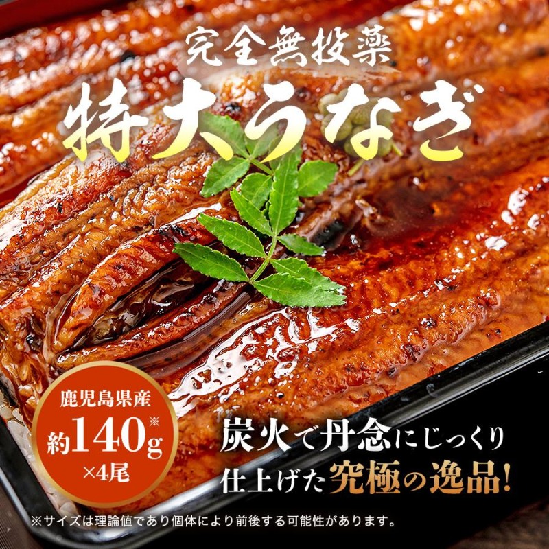 うなぎ 鰻 国産 無投薬うなぎ 4尾 約140g×4本 風呂敷包み 鹿児島県産