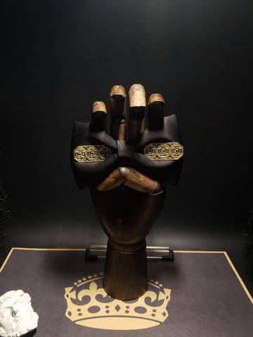 黑色真絲中國風領結復古蝴蝶結