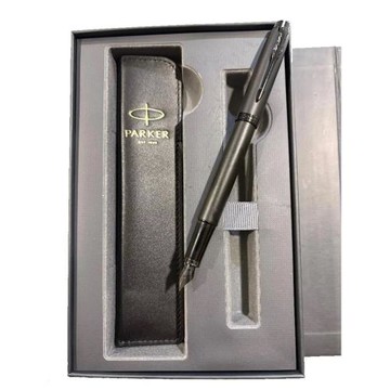 PARKER 派克 IM理性黑鋼筆 真皮筆套禮盒