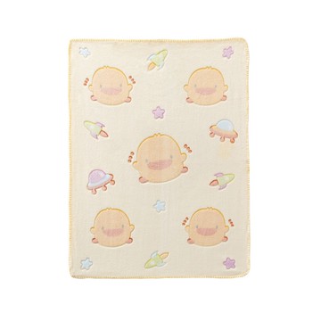 PiYOPiYO黃色小鴨 太空冒險珊瑚絨四季毯 + 提袋  85 x 115cm  黃色