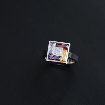 方形調色板男士戒指銀925