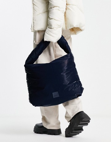 Rains Loop waterproof puffer mini shopper bag in ink-Navy