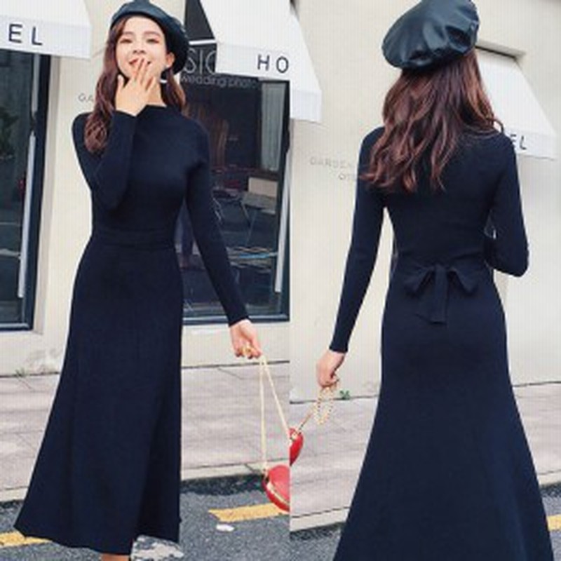 ニット バックリボン リブニット タイトスカート タイトシルエット ワンピース ロングワンピース きれいめ スリム デート 通販 Lineポイント最大1 0 Get Lineショッピング