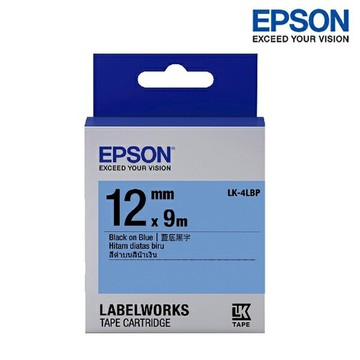 EPSON LK-4LBP 藍底黑字 標籤帶 粉彩系列 (寬度12mm) 標籤貼紙 S654406