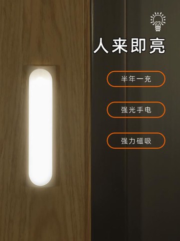 小夜燈 充電衣柜感應燈家用可移動磁吸臥室宿舍床上用智慧超亮創意小夜燈 【年終特惠】