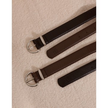 AIR SPACE LADY 【Ling Cheng聯名】圓弧金屬扣皮帶(黑/咖啡) 配件 現貨