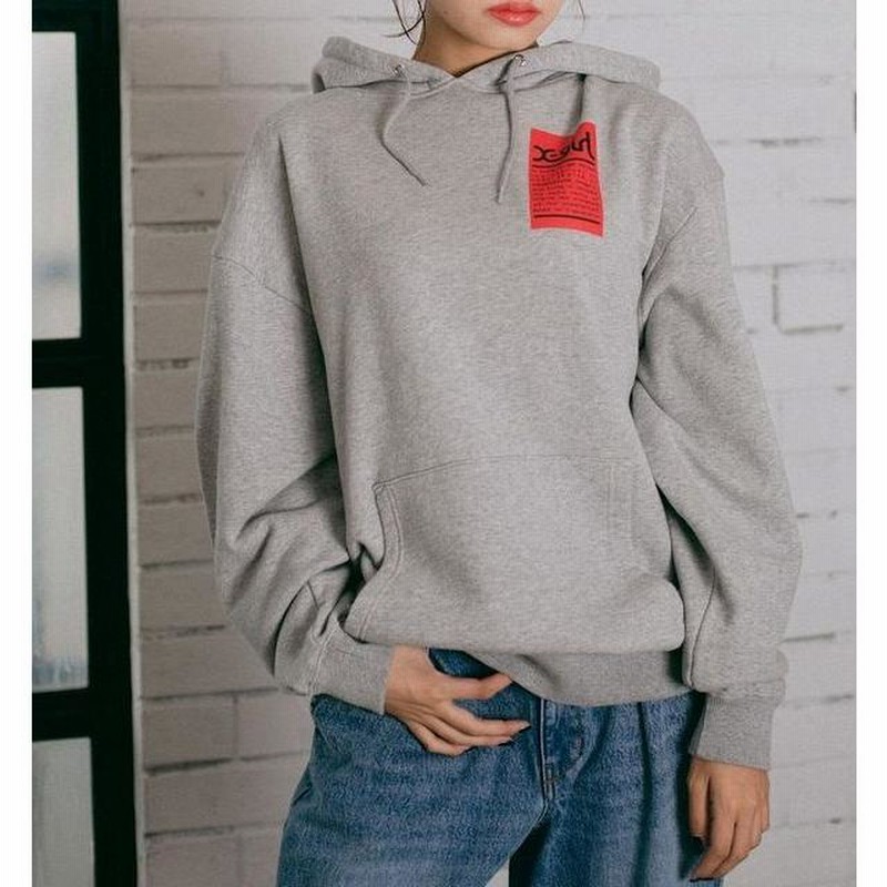エックスガール X-GIRL WORDS FACE SWEAT HOODIE ワード
