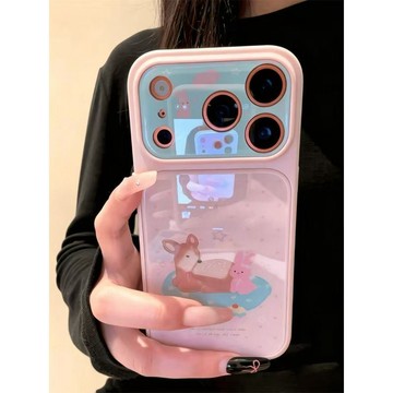 小鹿兔子適用蘋果17AIR/16PROMAX手機殼15PLUS大視窗14iPhone13套