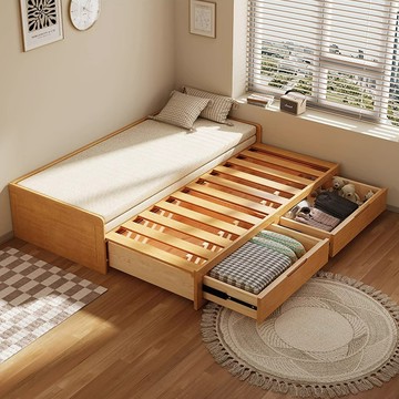 【HappyLife】實木伸縮拉床 燈芯絨面料 Y12280白