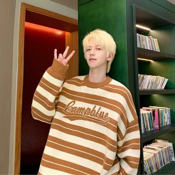 美式復古秋冬季字母圓領毛衣男 慵懶風高級感潮牌情侶裝針織衫外套