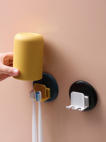 衛生間免打孔牙刷架漱口杯套裝壁掛式牙刷置物架牙刷杯架子刷牙杯