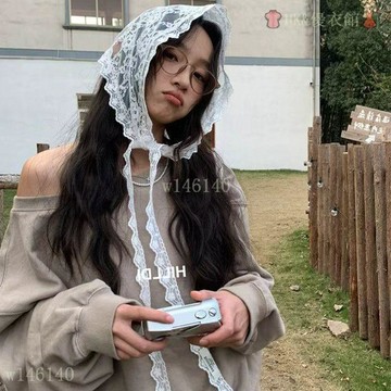 【台灣出貨】韓系小眾設計新款花邊網紗腰巾 疊穿屁簾 腰封 蕾絲頭巾 女腰飾 三角巾 絲巾女 三角巾 裝飾 方巾 可愛圍脖