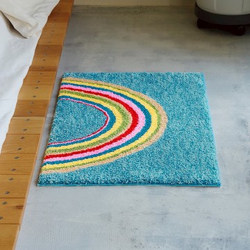 插畫風防滑吸水快乾浴室踏墊-48x76cm-多色可選 白色小花