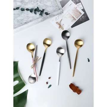 華孚304不銹鋼創意金色甜品勺子 高檔冰淇淋勺冰砂勺西餐勺長柄勺