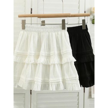 2025春夏款法式甜美白色半身裙女高腰小個子短裙層層蛋糕裙蓬蓬裙